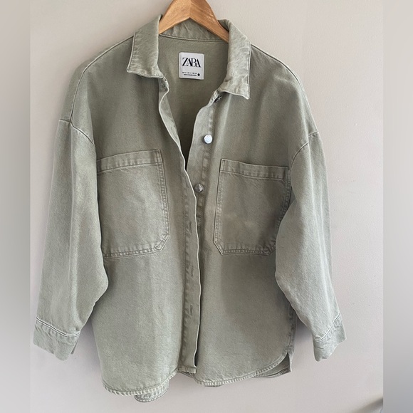 Light green Zara army jacket top - Picture 1 of 7